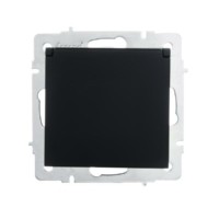 Розетка 1-м СП Vesna с/з с крышкой ПБТ механизм черн. бархат Lezard 742-4288-123B