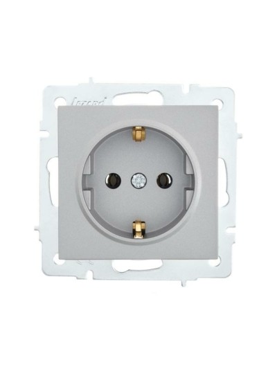 Розетка 1-м СП Vesna с/з ПБТ механизм платина Lezard 742-3588-122B