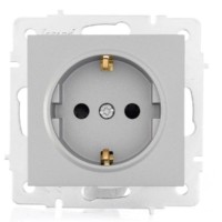 Розетка 1-м СП Vesna с/з защ. шторки ПБТ механизм платина Lezard 742-3588-124B
