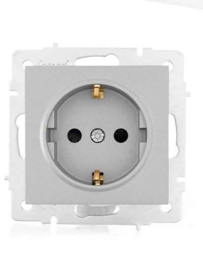 Розетка 1-м СП Vesna с/з защ. шторки ПБТ механизм платина Lezard 742-3588-124B