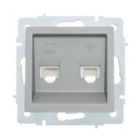 Розетка ПК + ТФ 2-м СП Vesna механизм платина Lezard 742-3588-143