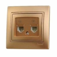 Розетка ТФ 2-м СП Mira RJ11 зол. метал. Lezard 701-1313-138