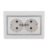 Розетка 2-м СП Mira 16А IP20 с/з с сер. вставкой керамика бел. Lezard 701-0215-127