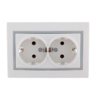 Розетка 2-м СП Mira 16А IP20 с/з с сер. вставкой керамика бел. Lezard 701-0215-127