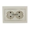 Розетка 2-м СП Mira 16А IP20 с/з со вставкой керамика крем. Lezard 701-0303-127