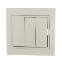Выключатель 3кл. СП Mira 10А IP20 со вставкой крем. Lezard 701-0303-109