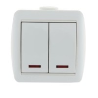 Выключатель 2кл. ОП Nata 10А IP20 с инд. бел. Lezard 710-0200-112