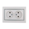 Розетка 2-м СП Mira 16А IP20 с сер. вставкой керамика бел. Lezard 701-0215-128