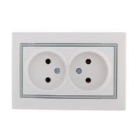 Розетка 2-м СП Mira 16А IP20 с сер. вставкой керамика бел. Lezard 701-0215-128