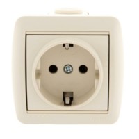 Розетка 1-м ОП Nata 16А IP20 с/з керамика крем. Lezard 710-0300-122