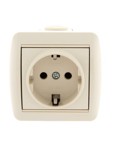 Розетка 1-м ОП Nata 16А IP20 с/з керамика крем. Lezard 710-0300-122