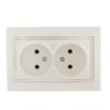 Розетка 2-м СП Mira 16А IP20 со вставкой керамика жемчуж./бел. перламутр. Lezard 701-3030-128