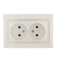 Розетка 2-м СП Mira 16А IP20 со вставкой керамика жемчуж./бел. перламутр. Lezard 701-3030-128
