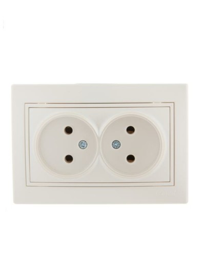 Розетка 2-м СП Mira 16А IP20 со вставкой керамика жемчуж./бел. перламутр. Lezard 701-3030-128