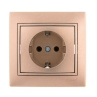 Розетка 1-м СП Mira 16А IP20 с/з со вставкой керамика свет. корич. перламутр. Lezard 701-3131-122