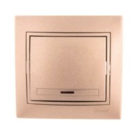 Выключатель 1кл. СП Mira 10А IP20 с инд. со вставкой свет. корич. перламутр. Lezard 701-3131-111