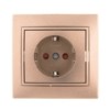 Розетка 1-м СП Mira 16А IP20 с/з защ. шторки со вставкой керамика свет. корич. перламутр. Lezard 701-3131-124
