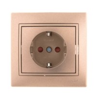 Розетка 1-м СП Mira 16А IP20 с/з защ. шторки со вставкой керамика свет. корич. перламутр. Lezard 701-3131-124
