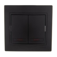 Выключатель 2кл. 1п СП Mira 10А IP20 с инд. со вставкой черн. бархат Lezard 701-4242-112