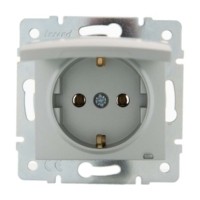 Розетка 1-м СП Karina с/з с крышкой термопласт механизм матов. серебр. Lezard 707-4388-123B
