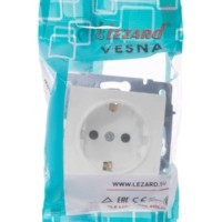 Розетка 1-м СП Vesna с/з защ. шторки ПБТ механизм бел. Lezard 742-0288-124B
