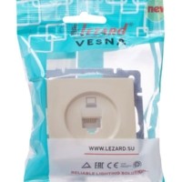 Розетка ПК 1-м СП Vesna механизм крем. Lezard 742-0388-139