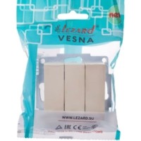 Выключатель 3кл. СП Vesna механизм крем. Lezard 742-0388-109