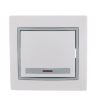 Выключатель 1кл. СП Mira 10А IP20 с инд. с сер. вставкой бел. Lezard 701-0215-111