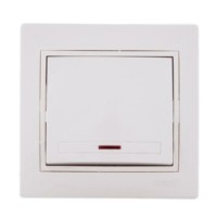 Выключатель 1кл. СП Mira 10А IP20 с инд. со вставкой крем. Lezard 701-0303-111