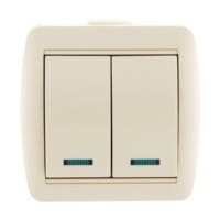 Выключатель 2кл. ОП Nata 10А IP20 с инд. крем. Lezard 710-0300-112