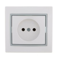 Розетка 1-м СП Mira 16А IP20 с сер. вставкой керамика бел. Lezard 701-0215-121