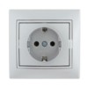 Розетка 1-м СП Mira 16А IP20 с/з со вставкой керамика сер. метал. Lezard 701-1010-122