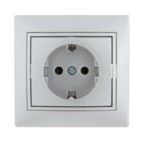 Розетка 1-м СП Mira 16А IP20 с/з со вставкой керамика сер. метал. Lezard 701-1010-122