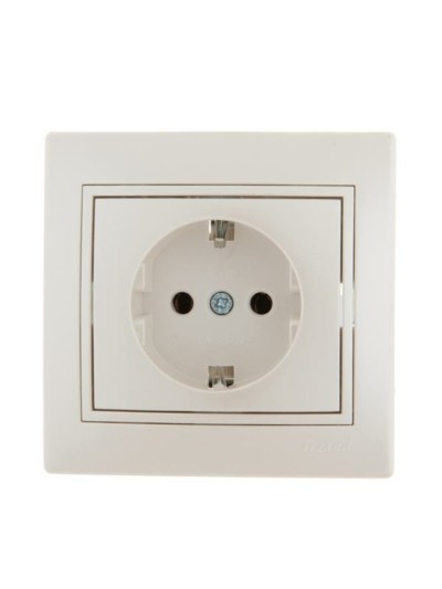 Розетка 1-м СП Mira 16А IP20 с/з со вставкой керамика жемчуж./бел. перламутр. Lezard 701-3030-122
