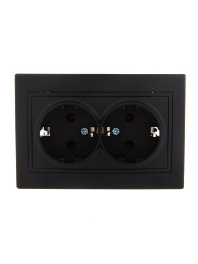 Розетка 2-м СП Mira 16А IP20 с/з керамика черн. бархат Lezard 701-4242-127