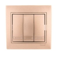 Выключатель 3кл. СП Mira 10А со вставкой свет. корич. перламутр. Lezard 701-3131-109