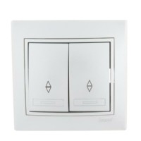 Переключатель 2кл. СП проходной Mira 10А IP20 со вставкой сер. метал. Lezard 701-1010-106