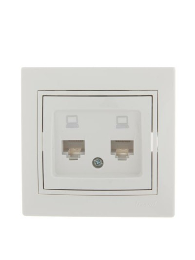 Розетка ПК 2-м СП Mira RJ45 бел./бел. Lezard 701-0202-141