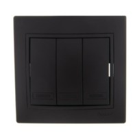 Выключатель 3кл. 1п СП Mira 10А IP20 со вставкой черн. бархат Lezard 701-4242-109