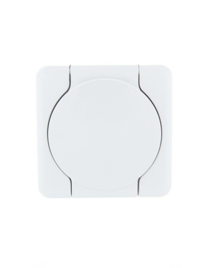 Розетка 1-м ОП Viola с/з с крышкой бел. Lezard 751-0200-123