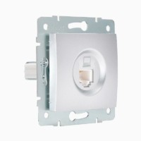 Розетка ПК 1-м СП Karina RJ45 механизм матов. серебр. Lezard 707-4388-139