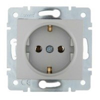 Розетка 1-м СП Karina с/з термопласт механизм матов. серебр. Lezard 707-4388-122B
