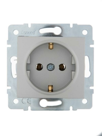 Розетка 1-м СП Karina с/з термопласт механизм матов. серебр. Lezard 707-4388-122B