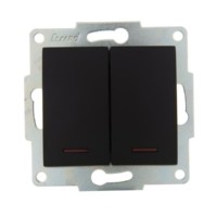 Выключатель 2кл. 1п СП Karina 10А IP20 с инд. механизм черн. бархат Lezard 707-4288-112