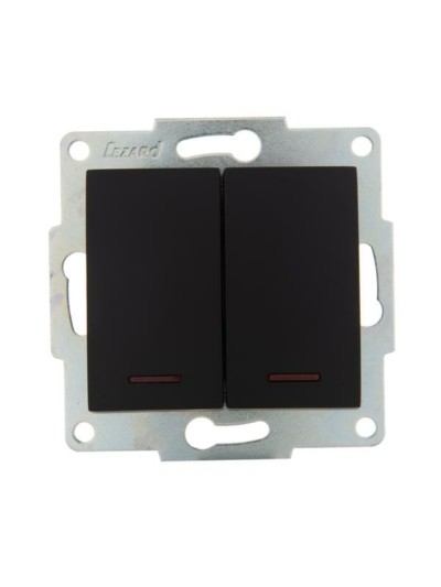 Выключатель 2кл. 1п СП Karina 10А IP20 с инд. механизм черн. бархат Lezard 707-4288-112