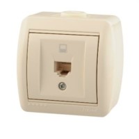 Розетка ПК 1-м ОП Nata RJ45 16А IP20 крем. Lezard 710-0300-139