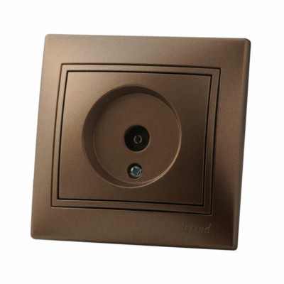 Розетка телевизионная проходная ТВ СП Mira 16А IP20 со вставкой свет. корич. перламутр. Lezard 701-3131-129