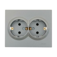 Розетка 2-м СП Vesna с/з ПБТ платина Lezard 742-3500-127B