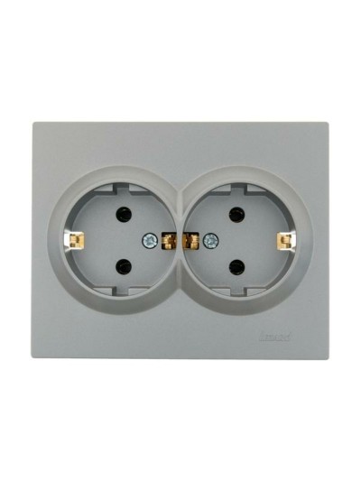 Розетка 2-м СП Vesna с/з ПБТ платина Lezard 742-3500-127B
