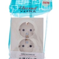 Розетка 2-м СП Vesna с/з со шторками ПБТ кремов. Lezard 742-0300-178B